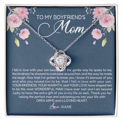 Love Knot Necklace | Personalized To My Boyfriend's Mom Necklace Thank You For Raising The Perfect Man Boyfriend's Mom Mother's Day Pendant Jewelry Customized Gift Box Message Card | siriusteestore