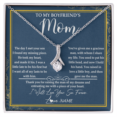 Alluring Beauty Necklace | Personalized To My Boyfriend's Mom Necklace Thank You For Rasing The Man Boyfriends Mom Mother's Day Birthday Pendant Jewelry Customized Gift Box Message Card | siriusteestore