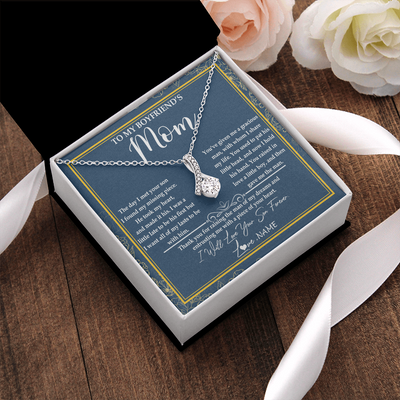 Alluring Beauty Necklace | Personalized To My Boyfriend's Mom Necklace Thank You For Rasing The Man Boyfriends Mom Mother's Day Birthday Pendant Jewelry Customized Gift Box Message Card | siriusteestore