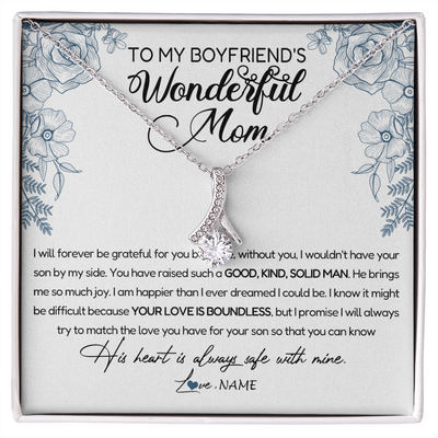 Alluring Beauty Necklace | Personalized To My Boyfriend's Mom Necklace You Have Raised A Solid Man Boyfriends Mom Mother's Day Birthday Pendant Jewelry Customized Gift Box Message Card | siriusteestore