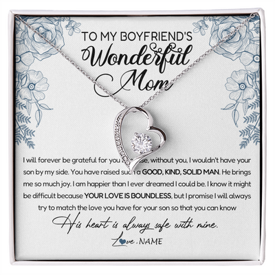 Forever Love Necklace | Personalized To My Boyfriend's Mom Necklace You Have Raised A Solid Man Boyfriends Mom Mother's Day Birthday Pendant Jewelry Customized Gift Box Message Card | siriusteestore