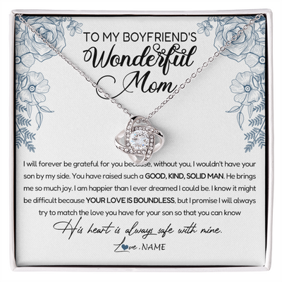 Love Knot Necklace | Personalized To My Boyfriend's Mom Necklace You Have Raised A Solid Man Boyfriends Mom Mother's Day Birthday Pendant Jewelry Customized Gift Box Message Card | siriusteestore