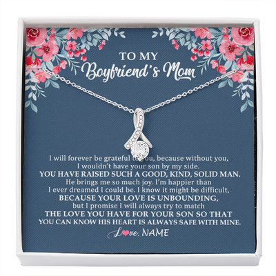 Alluring Beauty Necklace | Personalized To My Boyfriend's Mom Necklace from Daugter I Will Forever Be Grateful Mother In Law Jewelry Birthday Wedding Christmas Customized Message Card | siriusteestore