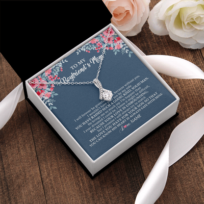 Alluring Beauty Necklace | Personalized To My Boyfriend's Mom Necklace from Daugter I Will Forever Be Grateful Mother In Law Jewelry Birthday Wedding Christmas Customized Message Card | siriusteestore