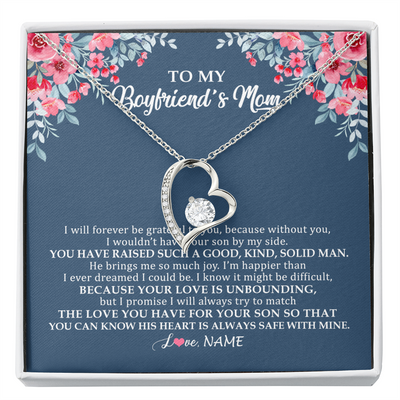 Forever Love Necklace | Personalized To My Boyfriend's Mom Necklace from Daugter I Will Forever Be Grateful Mother In Law Jewelry Birthday Wedding Christmas Customized Message Card | siriusteestore
