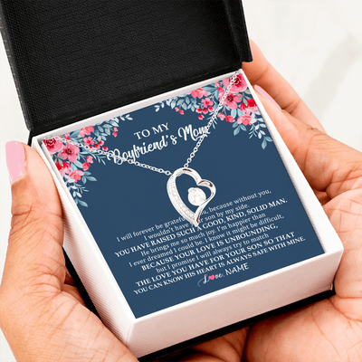 Forever Love Necklace | Personalized To My Boyfriend's Mom Necklace from Daugter I Will Forever Be Grateful Mother In Law Jewelry Birthday Wedding Christmas Customized Message Card | siriusteestore