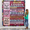 Personalized To My Cousin Blanket  Believe In Yourself Awesome Pink Wood Cousin Birthday Graduation Christmas Customized Fleece Blanket | siriusteestore
