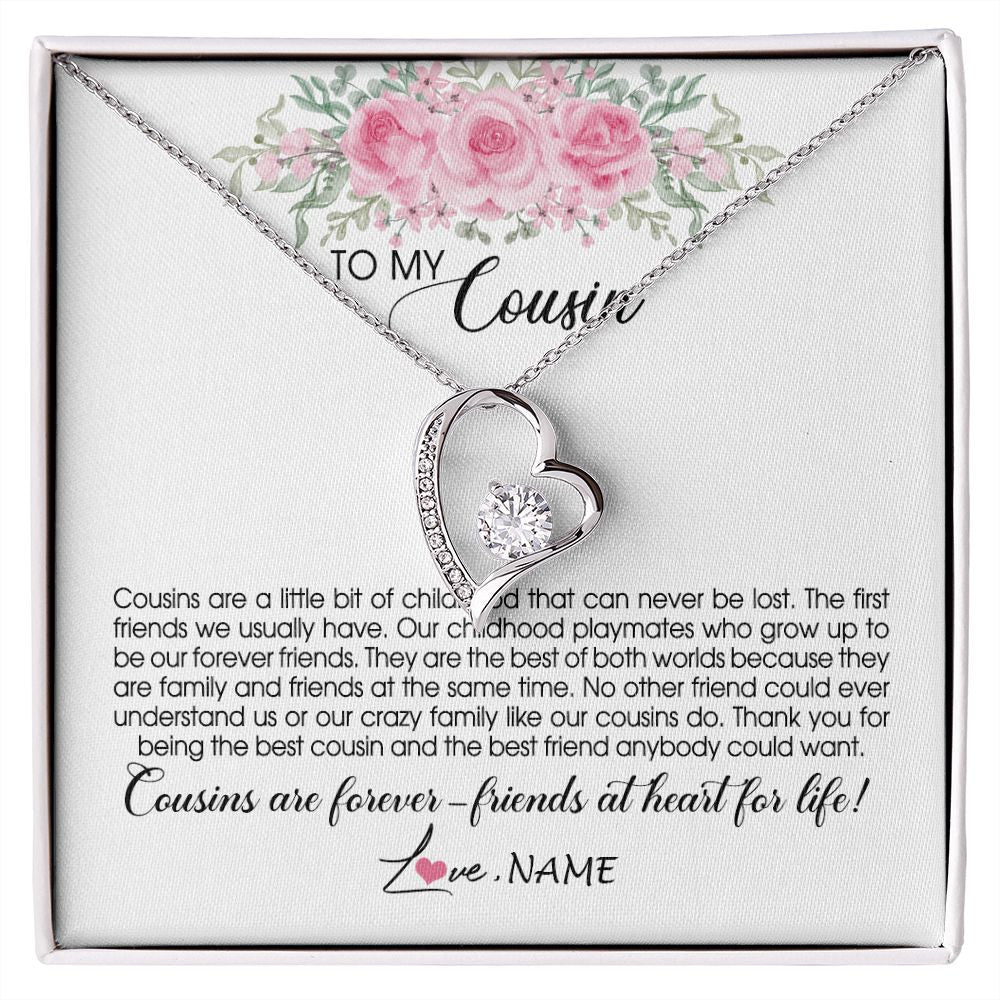 Forever Love Necklace | Personalized To My Cousin Necklace Cousins Are Forever Friends At Heart For Life Jewelry Birthday Graduation Christmas Customized Gift Box Message Card | siriusteestore
