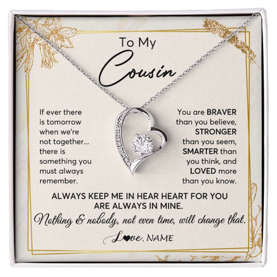 Forever Love Necklace | Personalized To My Cousin Necklace From Family Always Keep Me In Your Heart Cousin Birthday Graduation Christmas Customized Gift Box Message Card | siriusteestore