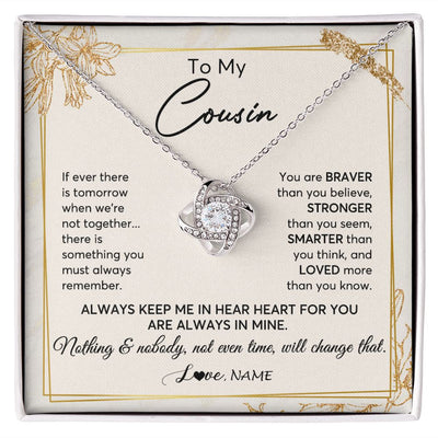 Love Knot Necklace | Personalized To My Cousin Necklace From Family Always Keep Me In Your Heart Cousin Birthday Graduation Christmas Customized Gift Box Message Card | siriusteestore