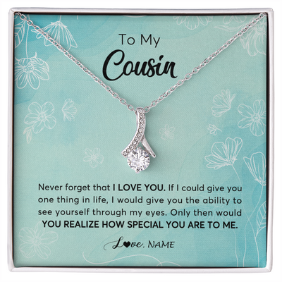 Alluring Beauty Necklace | Personalized To My Cousin Necklace From Family Flower Never Forget I Love You Cousin Jewelry Graduation Birthday Christmas Customized Gift Box Message Card | siriusteestore