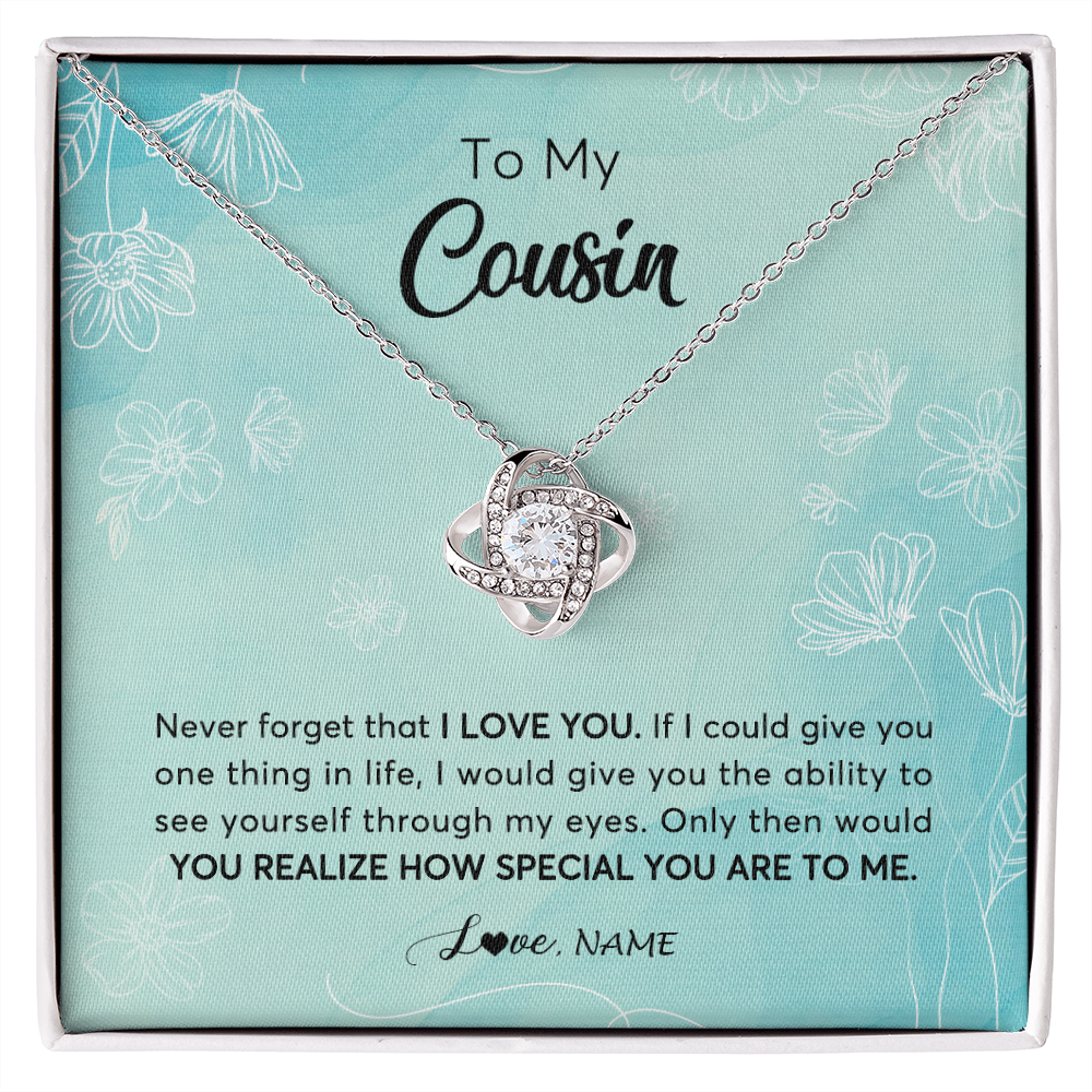 Love Knot Necklace | Personalized To My Cousin Necklace From Family Flower Never Forget I Love You Cousin Jewelry Graduation Birthday Christmas Customized Gift Box Message Card | siriusteestore