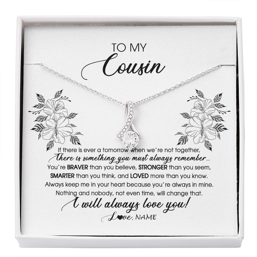 Alluring Beauty Necklace | Personalized To My Cousin Necklace From Family Not Even Time Floral Niece Birthday Graduation Christmas Customized Message Card | siriusteestore