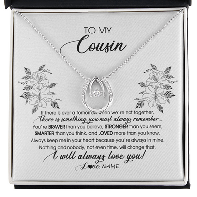 Lucky In Love Necklace | Personalized To My Cousin Necklace From Family Not Even Time Floral Niece Birthday Graduation Christmas Customized Message Card | siriusteestore