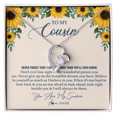 Forever Love Necklace | Personalized To My Cousin Necklace From Family Sunflower You Are My Sunshine Cousin Jewelry Graduation Birthday Christmas Customized Gift Box Message Card | siriusteestore