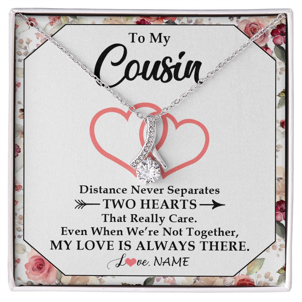 Alluring Beauty Necklace | Personalized To My Cousin Necklace From Family Two Hearts Together Cousin Birthday Graduation Christmas Jewelry Customized Gift Box Message Card | siriusteestore