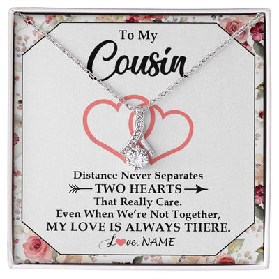 Alluring Beauty Necklace | Personalized To My Cousin Necklace From Family Two Hearts Together Cousin Birthday Graduation Christmas Jewelry Customized Gift Box Message Card | siriusteestore