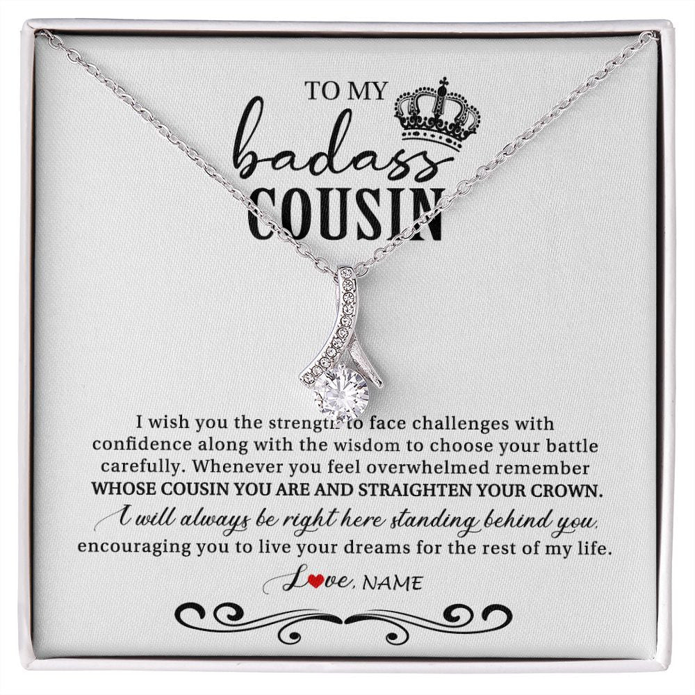 Alluring Beauty Necklace | Personalized To My Cousin Necklace From Family Wish You The Strength Cousin Birthday Christmas Graduation Jewelry Customized Gift Box Message Card | siriusteestore