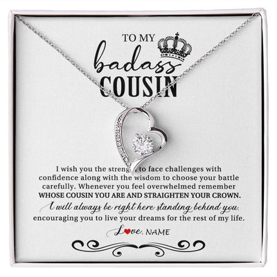 Forever Love Necklace | Personalized To My Cousin Necklace From Family Wish You The Strength Cousin Birthday Christmas Graduation Jewelry Customized Gift Box Message Card | siriusteestore