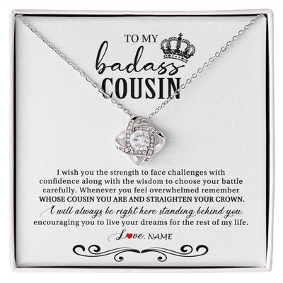 Love Knot Necklace | Personalized To My Cousin Necklace From Family Wish You The Strength Cousin Birthday Christmas Graduation Jewelry Customized Gift Box Message Card | siriusteestore