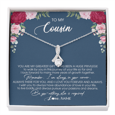 Alluring Beauty Necklace | Personalized To My Cousin Necklace From Family You Are My Greatest Gift Cousin Birthday Christmas Customized Jewelry Gift Box Message Card | siriusteestore