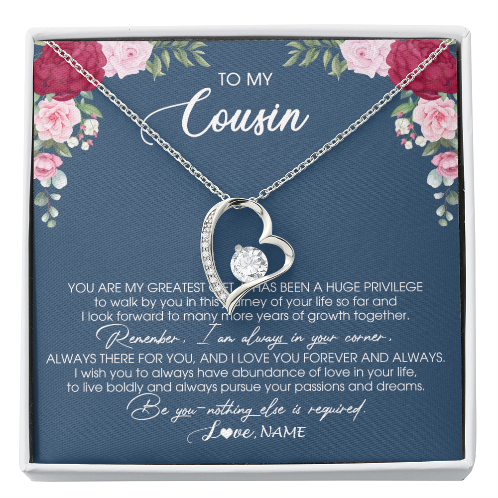 Forever Love Necklace | Personalized To My Cousin Necklace From Family You Are My Greatest Gift Cousin Birthday Christmas Customized Jewelry Gift Box Message Card | siriusteestore