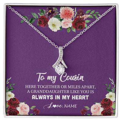 Alluring Beauty Necklace | Personalized To My Cousin Necklace From Family You Is Always In My Heart Cousin Jewelry Birthday Christmas Graduation Customized Gift Box Message Card | siriusteestore