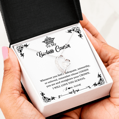 Forever Love Necklace | Personalized To My Cousin Necklace I Will Love You Always Cousin Pendant Jewelry Birthday Graduation Christmas Customized Message Card | siriusteestore