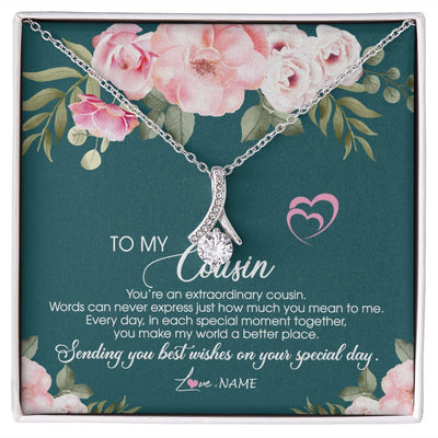 Alluring Beauty Necklace | Personalized To My Cousin Necklace Jewelry Best Cousin Ever You're An Extraordinary Cousin Women Birthday Graduation Christmas Customized Message Card | siriusteestore