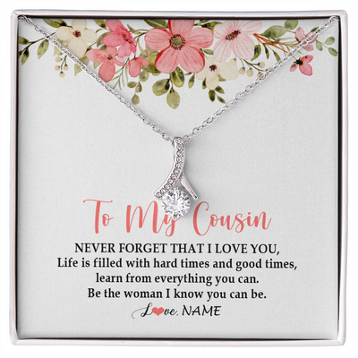 Alluring Beauty Necklace | Personalized To My Cousin Necklace Never Forget That I Love You Cousin Pendant Jewelry Birthday Graduation Christmas CCustomized Gift Box Message Card | siriusteestore