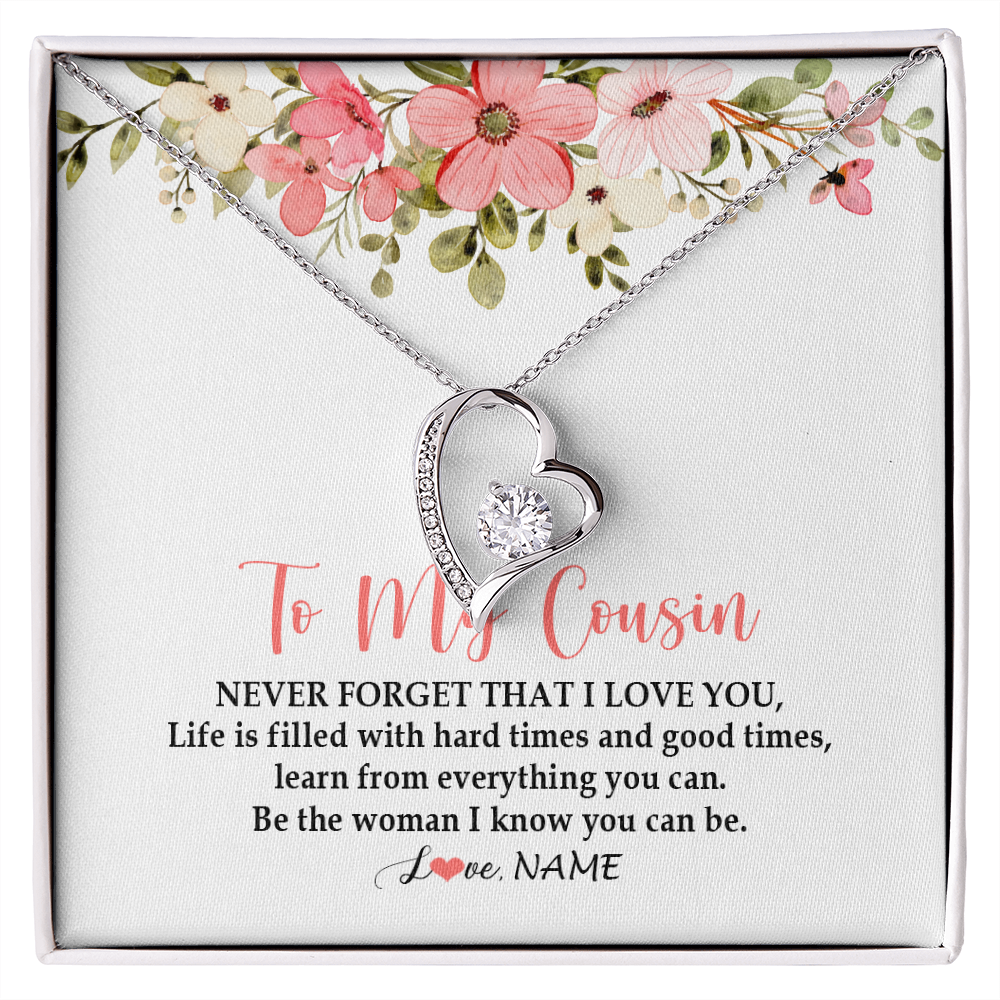 Forever Love Necklace | Personalized To My Cousin Necklace Never Forget That I Love You Cousin Pendant Jewelry Birthday Graduation Christmas CCustomized Gift Box Message Card | siriusteestore