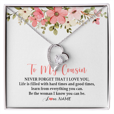 Forever Love Necklace | Personalized To My Cousin Necklace Never Forget That I Love You Cousin Pendant Jewelry Birthday Graduation Christmas CCustomized Gift Box Message Card | siriusteestore