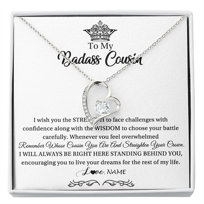 Forever Love Necklace | Personalized To My Cousin Necklace Straighten Your Crown Cousin Pendant Jewelry Birthday Graduation Christmas CCustomized Gift Box Message Card | siriusteestore