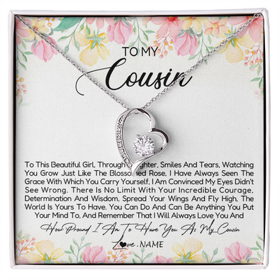 Forever Love Necklace | Personalized To My Cousin Necklace To This Beautiful Girl Cousin Pendant Jewelry Birthday Graduation Christmas CCustomized Gift Box Message Card | siriusteestore