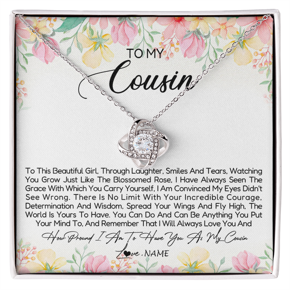 Love Knot Necklace | Personalized To My Cousin Necklace To This Beautiful Girl Cousin Pendant Jewelry Birthday Graduation Christmas CCustomized Gift Box Message Card | siriusteestore