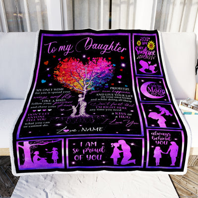 Personalized To My Daughter Blanket For Daughter From Mom Airmail Letter Kiss Hug I Love You Daughter Birthday Christmas Customized Fleece Blanket | siriusteestore