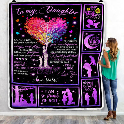 Personalized To My Daughter Blanket For Daughter From Mom Airmail Letter Kiss Hug I Love You Daughter Birthday Christmas Customized Fleece Blanket | siriusteestore