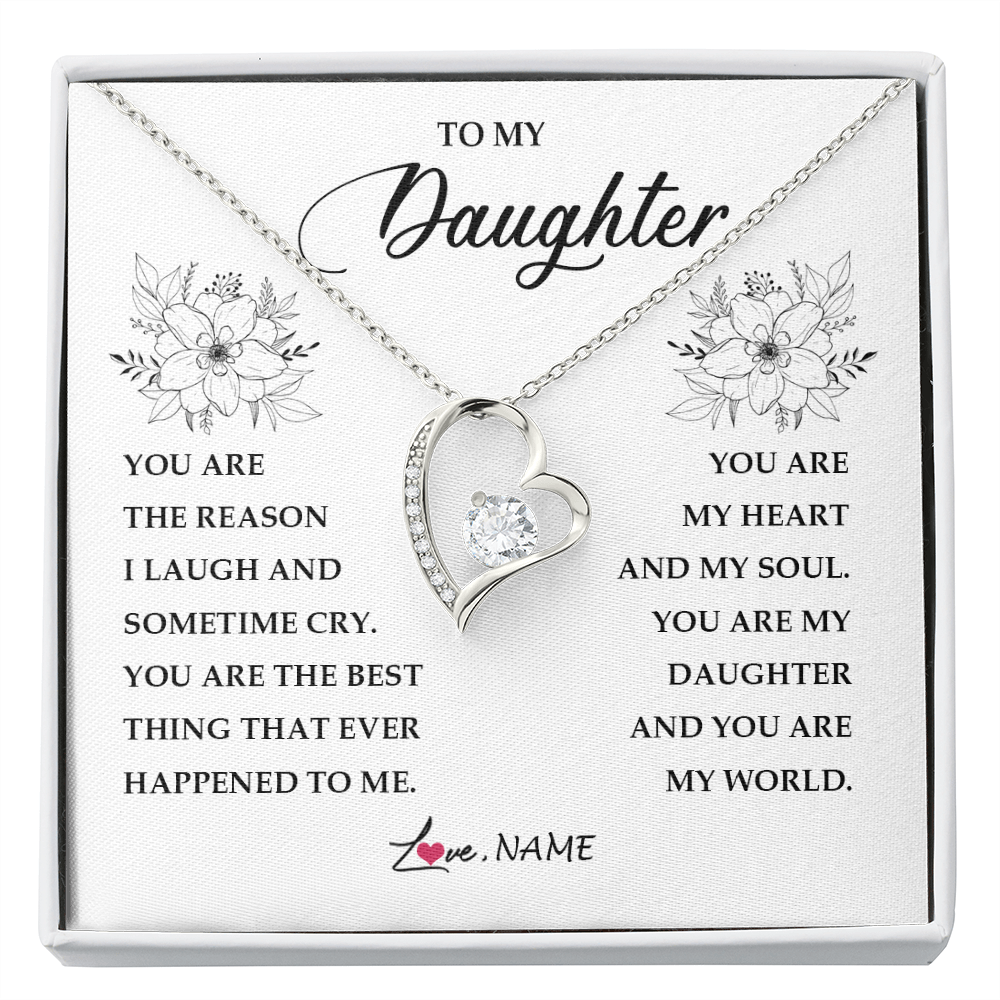 Forever Love Necklace | Personalized To My Daughter From Mom Dad You Are My Heart My And My Sould Daughter Jewelry Birthday Graduation Christmas Customized Gift Box Message Card | siriusteestore