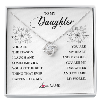 Love Knot Necklace | Personalized To My Daughter From Mom Dad You Are My Heart My And My Sould Daughter Jewelry Birthday Graduation Christmas Customized Gift Box Message Card | siriusteestore