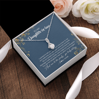 Alluring Beauty Necklace | Personalized To My Daughter In Law Necklace Welcome Into Our Family Daughter In Law Her Wedding Day Jewelry Birthday Christmas Customized Gift Box Message Card | siriusteestore