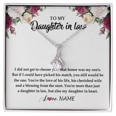Alluring Beauty Necklace | Personalized To My Daughter In Law Necklace from Stepmom Stepmother You're More Than Just A Daughter In Law Birthday Jewelry Customized Gift Box Message Card | siriusteestore