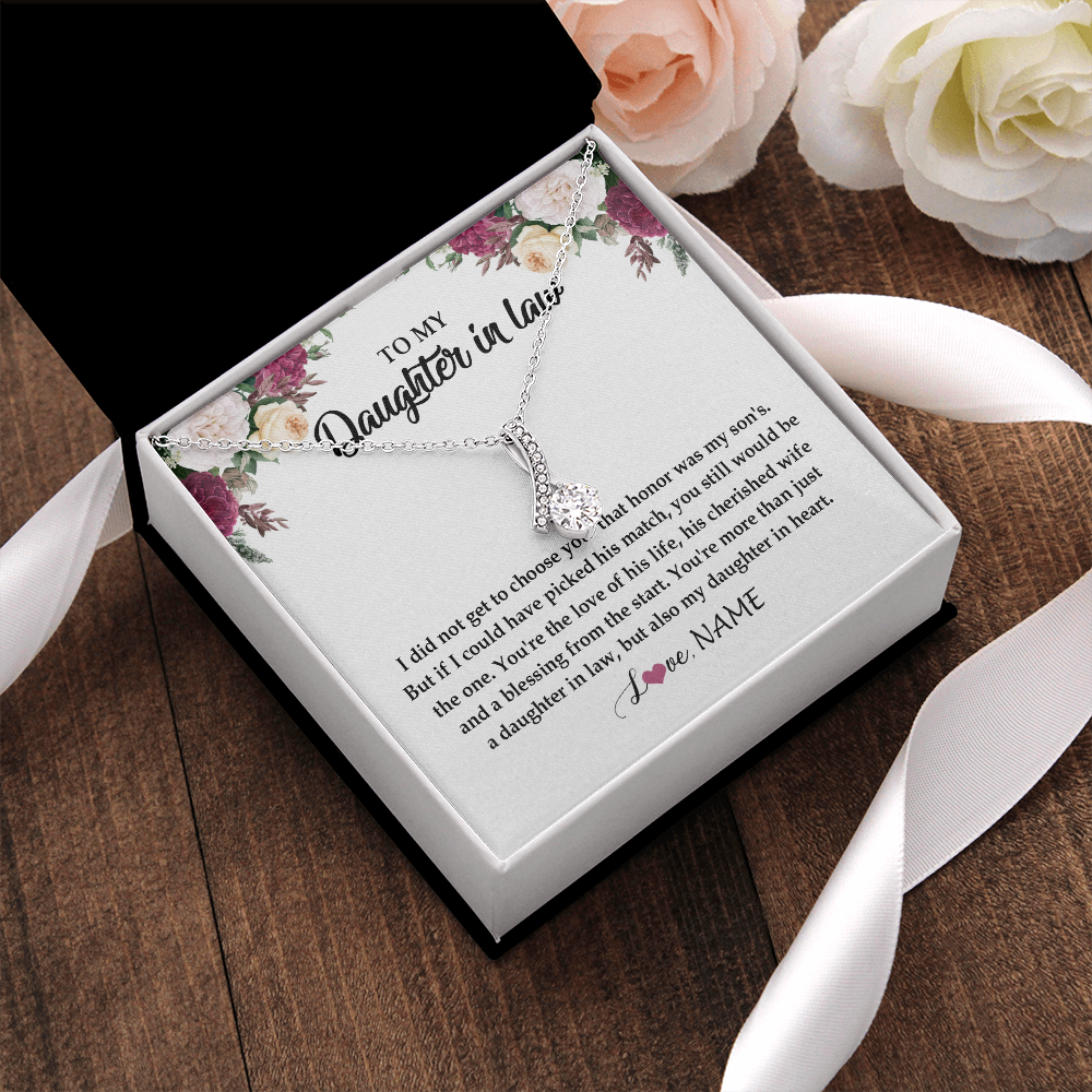 Alluring Beauty Necklace | Personalized To My Daughter In Law Necklace from Stepmom Stepmother You're More Than Just A Daughter In Law Birthday Jewelry Customized Gift Box Message Card | siriusteestore