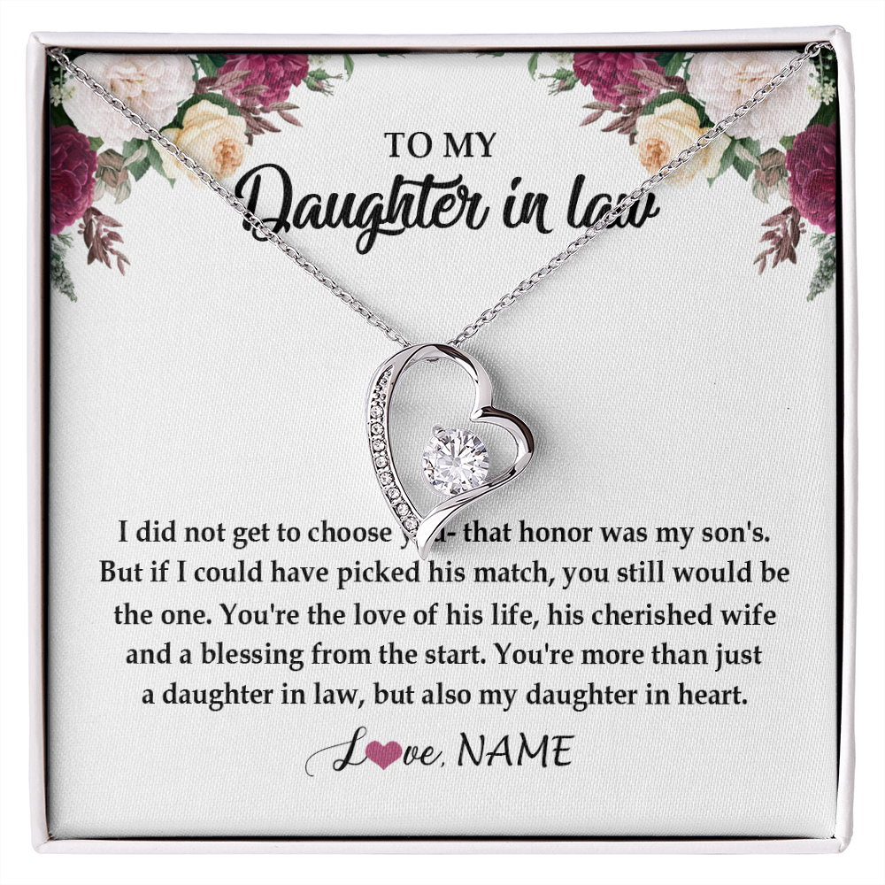 Forever Love Necklace | Personalized To My Daughter In Law Necklace from Stepmom Stepmother You're More Than Just A Daughter In Law Birthday Jewelry Customized Gift Box Message Card | siriusteestore