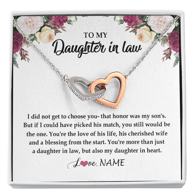 Interlocking Hearts Necklace | Personalized To My Daughter In Law Necklace from Stepmom Stepmother You're More Than Just A Daughter In Law Birthday Jewelry Customized Gift Box Message Card | siriusteestore