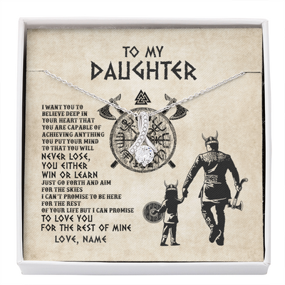 Alluring Beauty Necklace | Personalized To My Daughter Necklace From Dad Father You Will Never Lose Viking Daughter Birthday Graduation Valentines Christmas Customized Message Card | siriusteestore