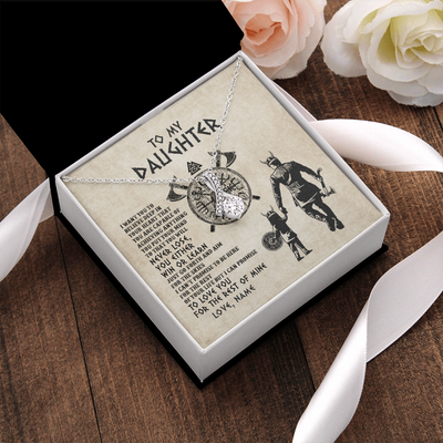 Alluring Beauty Necklace | Personalized To My Daughter Necklace From Dad Father You Will Never Lose Viking Daughter Birthday Graduation Valentines Christmas Customized Message Card | siriusteestore