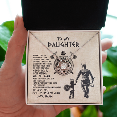 Love Knot Necklace | Personalized To My Daughter Necklace From Dad Father You Will Never Lose Viking Daughter Birthday Graduation Valentines Christmas Customized Message Card | siriusteestore