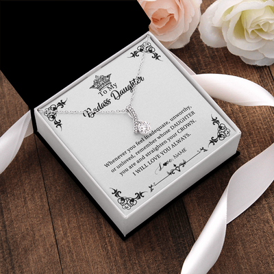 Alluring Beauty Necklace | Personalized To My Daughter Necklace From Dad Mom I Will Love You Always Daughter Jewelry Birthday Graduation Christmas Customized Message Card | siriusteestore