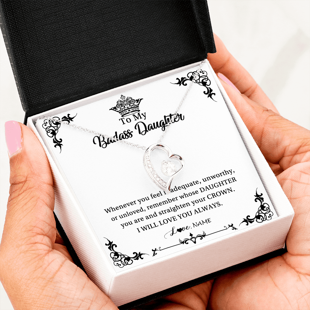 Forever Love Necklace | Personalized To My Daughter Necklace From Dad Mom I Will Love You Always Daughter Jewelry Birthday Graduation Christmas Customized Message Card | siriusteestore