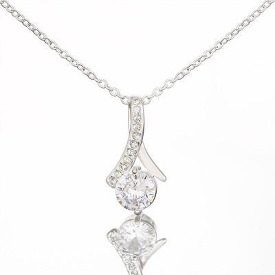 Alluring Beauty Necklace | Personalized To My Daughter Necklace From Dad Mom Straighten Your Crown Queen Daughter Jewelry Birthday Graduation Christmas Customized Gift Box Message Card | siriusteestore